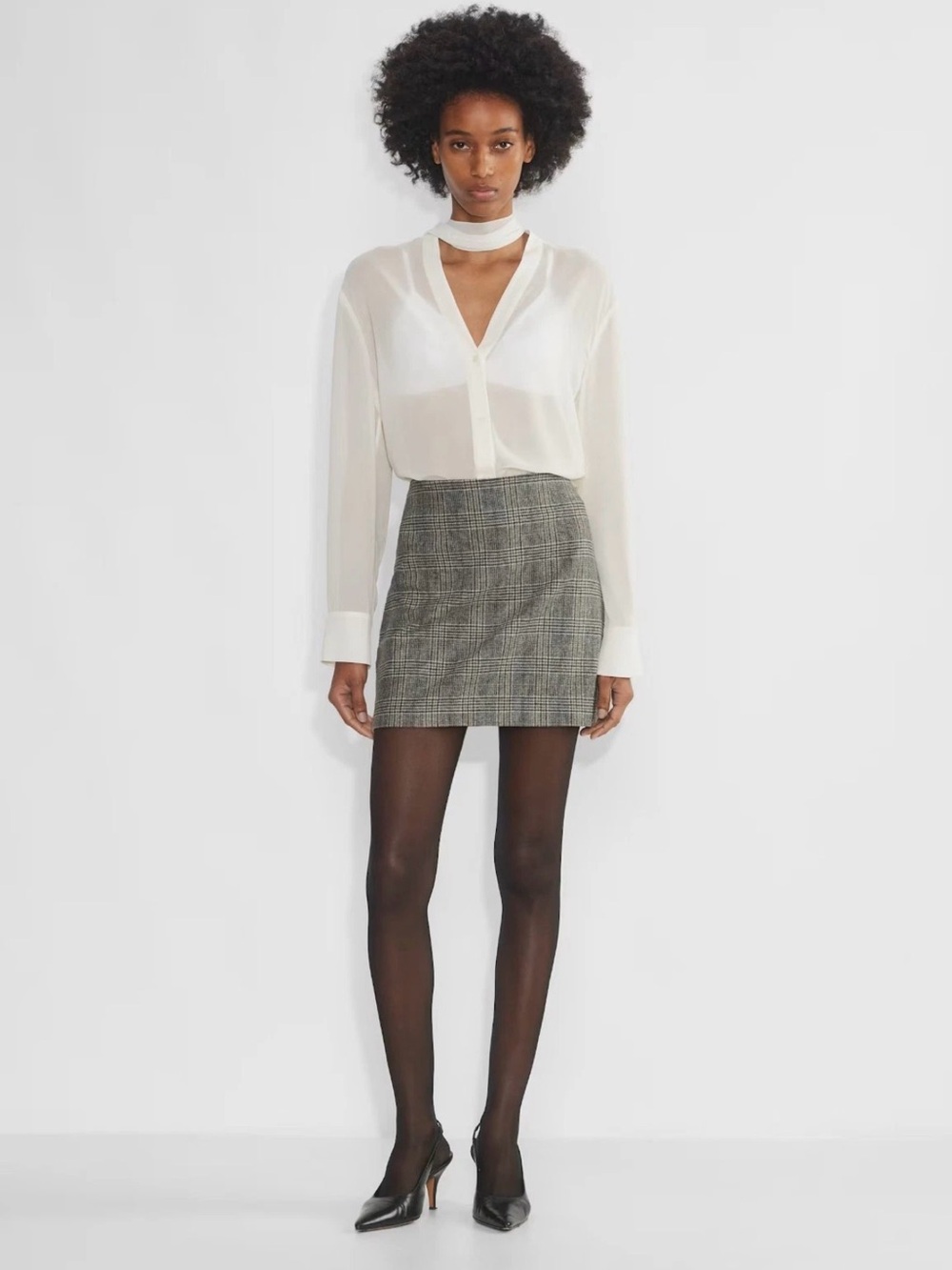 Aritzia Wilfred Renée Wool Cashmere Plaid Mini Skirt Size 4